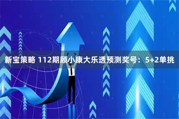 新宝策略 112期顾小康大乐透预测奖号：5+2单挑
