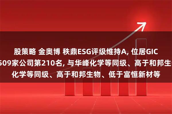 股策略 金奥博 秩鼎ESG评级维持A, 位居GICS三级化学制品行业509家公司第210名, 与华峰化学等同级、高于和邦生物、低于富恒新材等